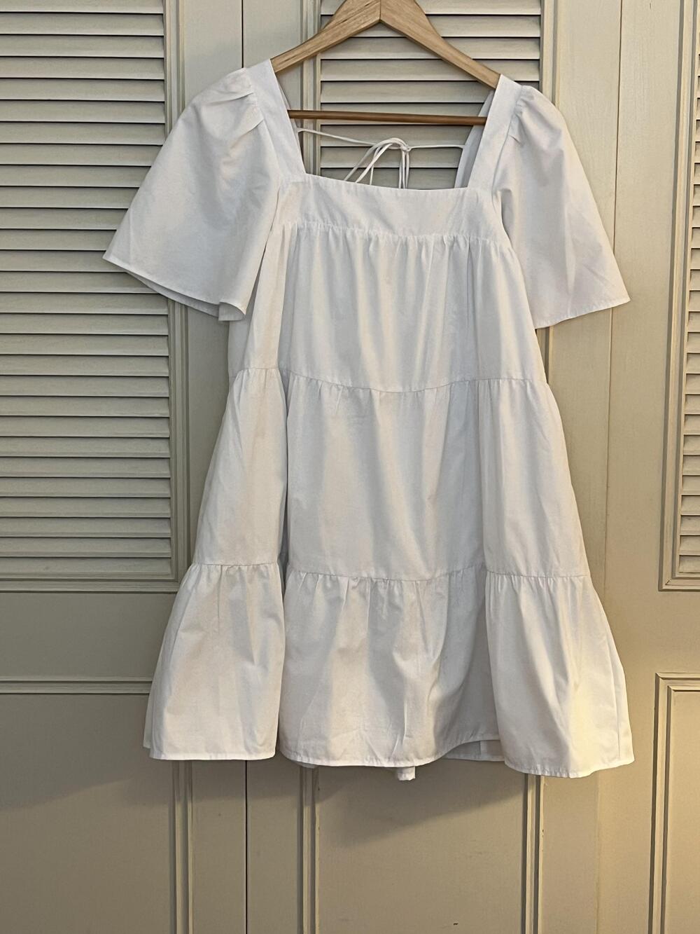 Abercrombie & Fitch Dress Sm White Babydoll Trapeze Square Neck Mini
